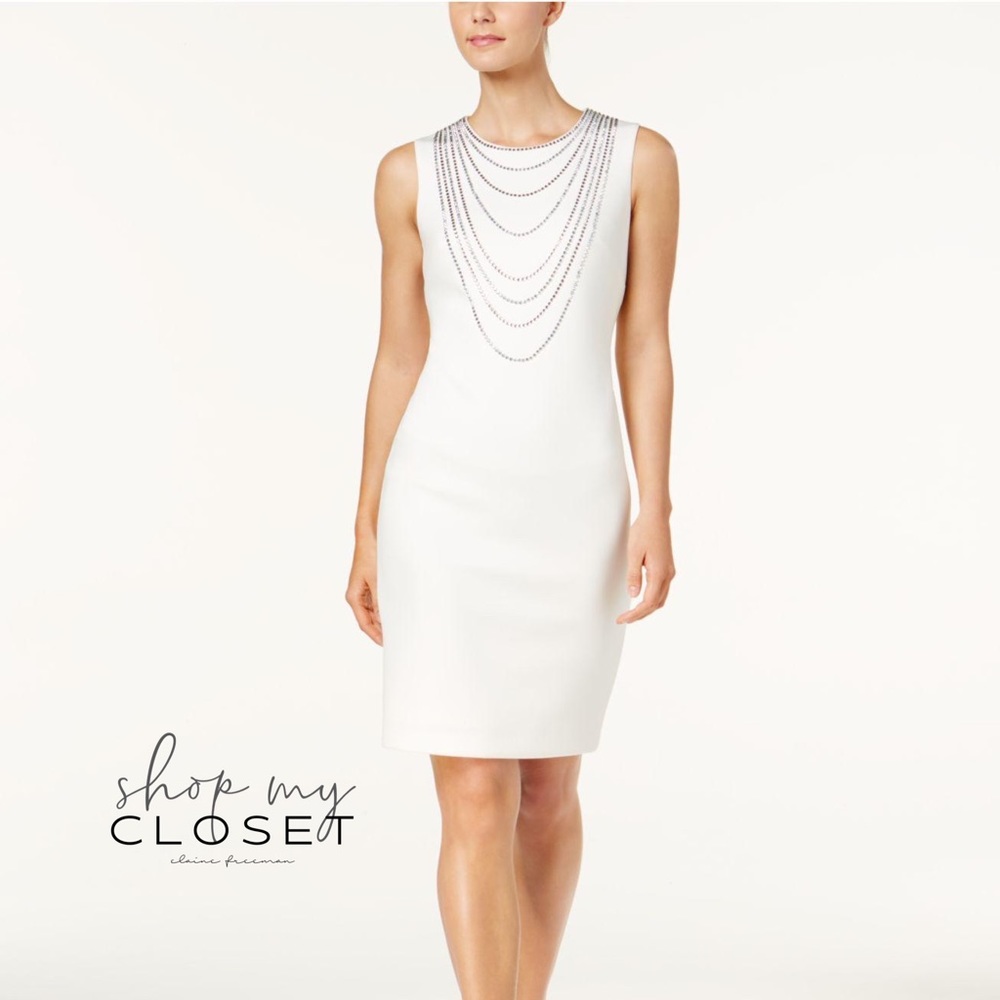 CALVIN KLEIN NWT Embellished Sheath Scuba Dress